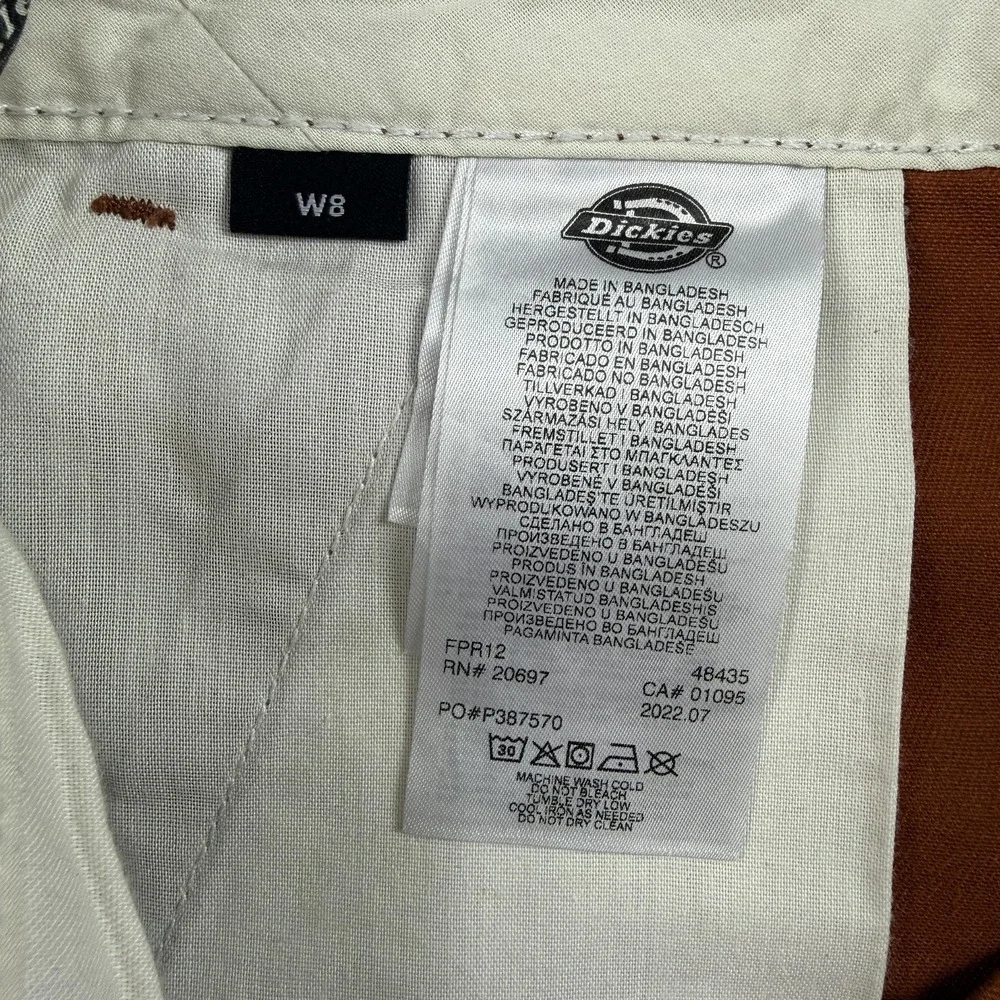 Dickies Sawyerville Pants Women 8 Rust Orange Twill Wide Leg Workwear Utility